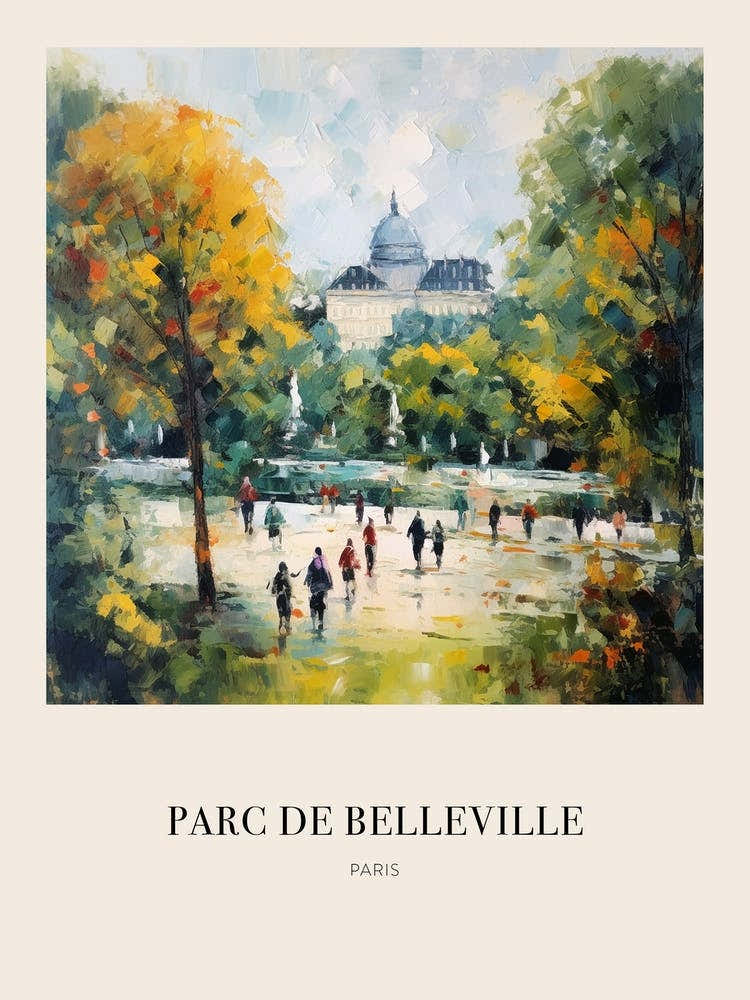 Parc De Belleville Paris France 2 Vintage Cezanne Inspired Poster