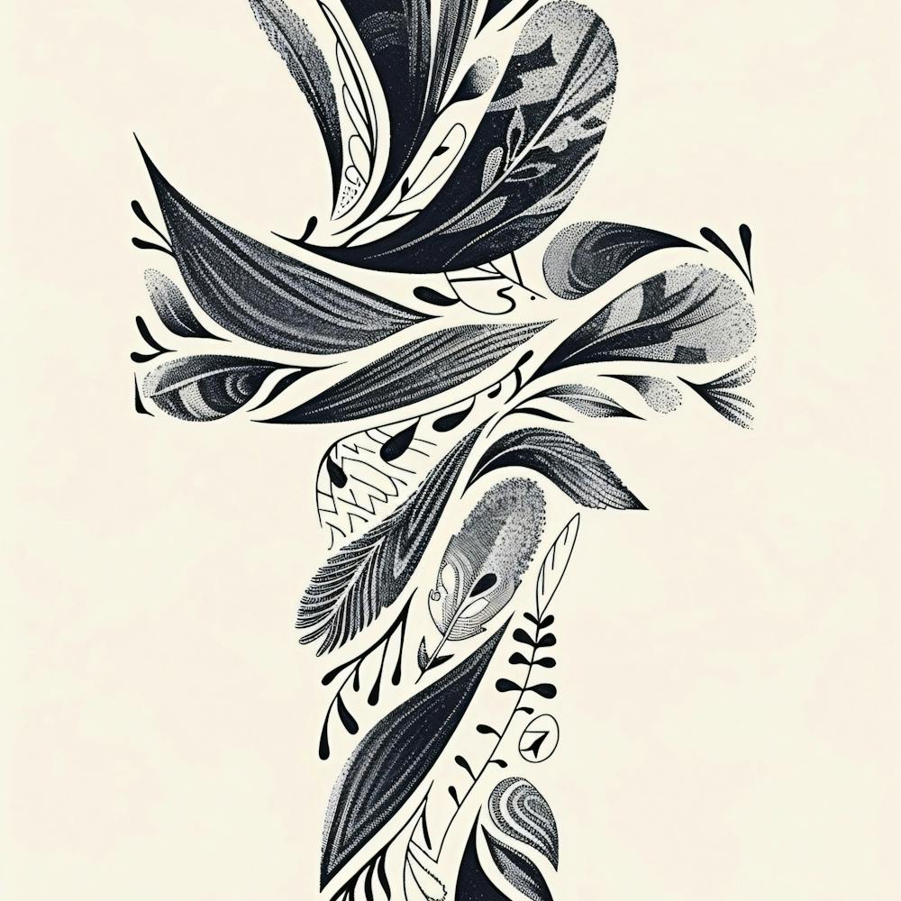 Cross With Feathers