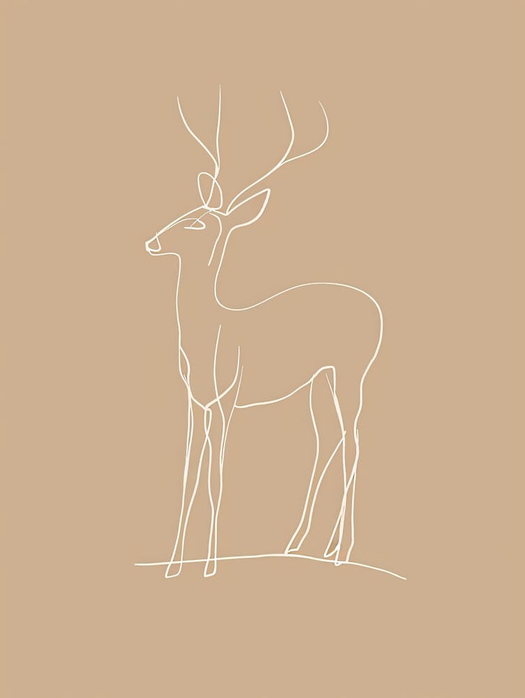 Deer Drawing - Boho, Line Art 2