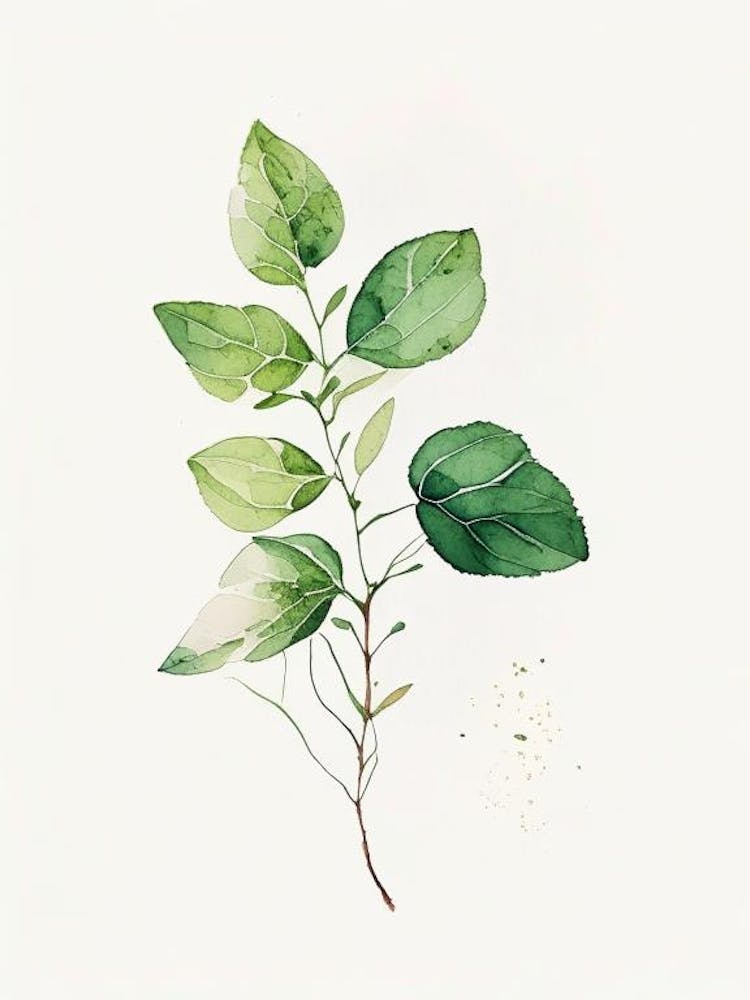 Oregano Leaf Minimalist Watercolour 2