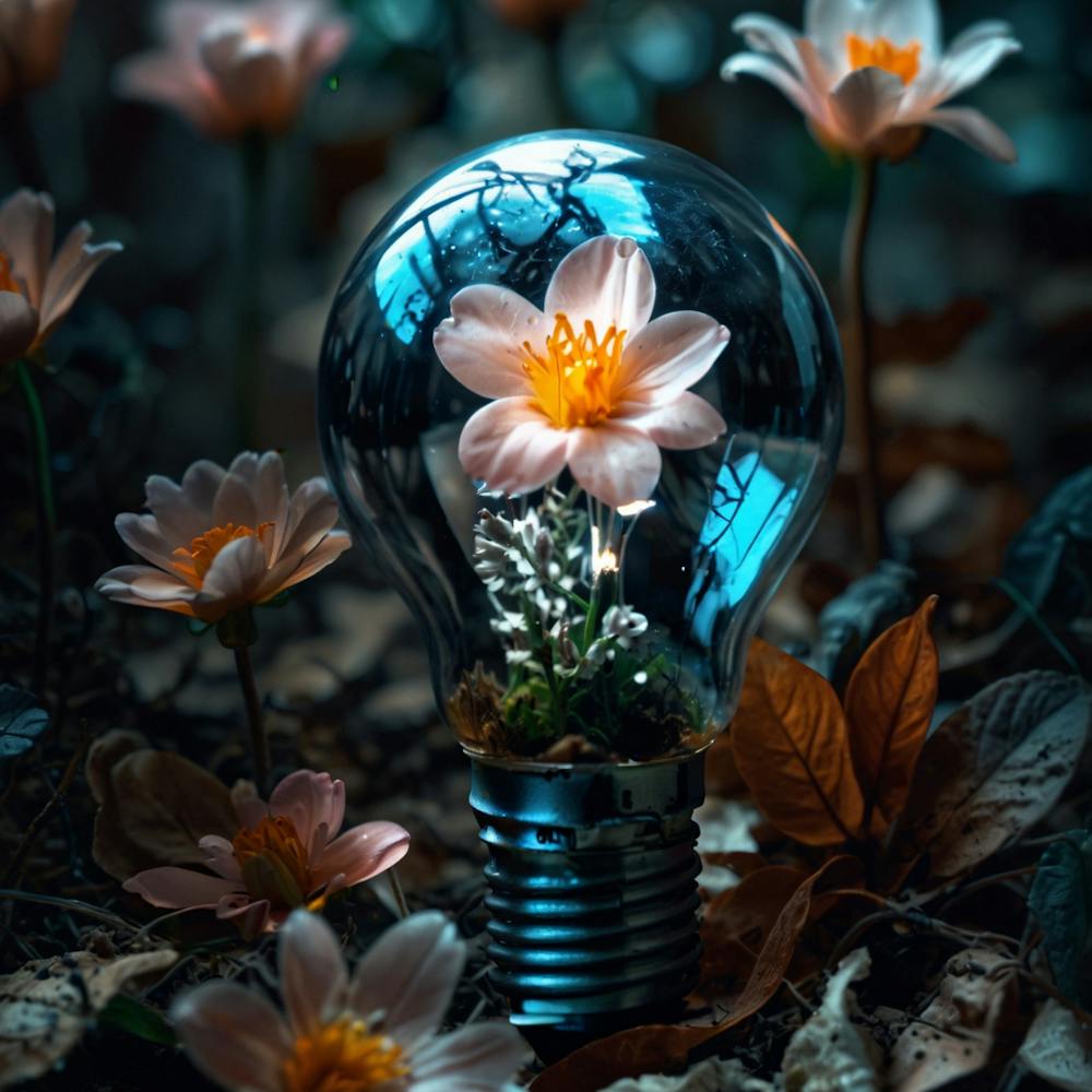Light Bulb With Flowers 1