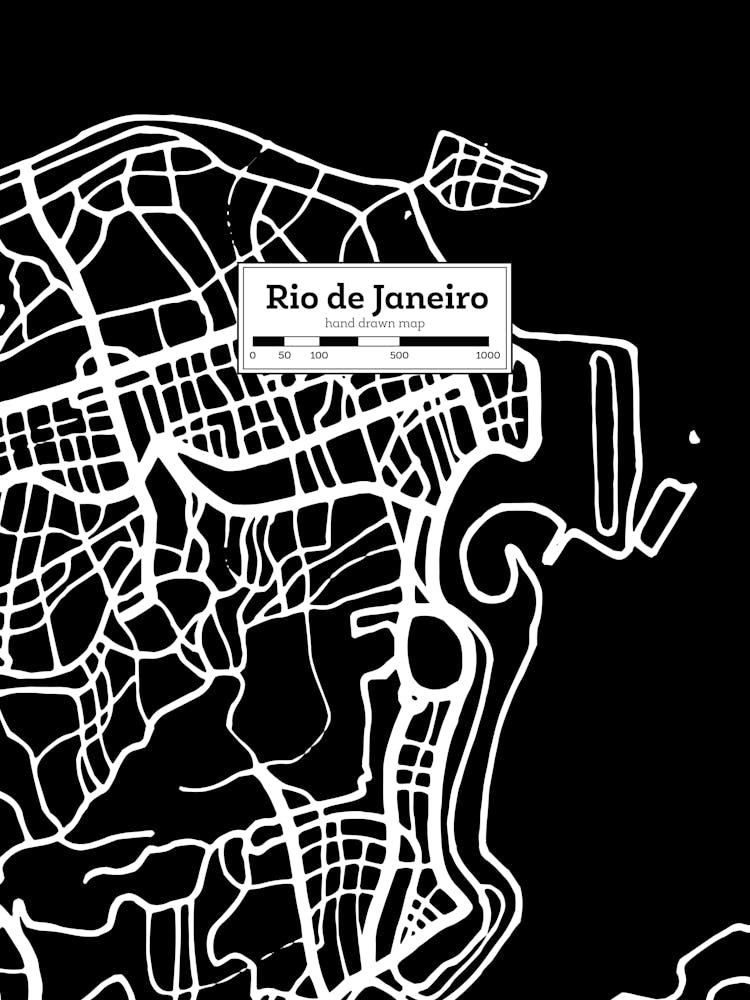 El Rio De Janeiro — Hand-drawn map, vector black map