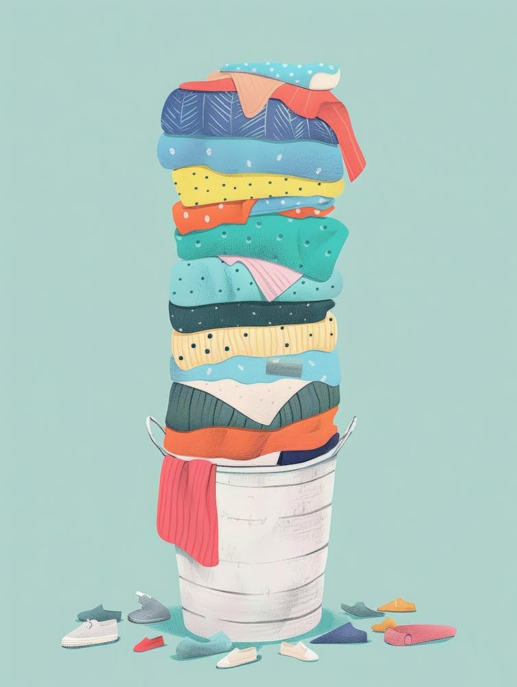 Pile Of Clothes In A Bucket