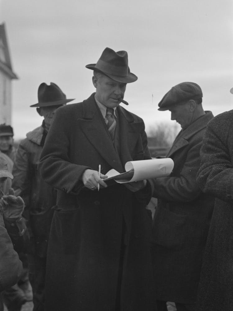 Clerk At Country Auction Sale Near Aledo, Illinois By Russell Lee