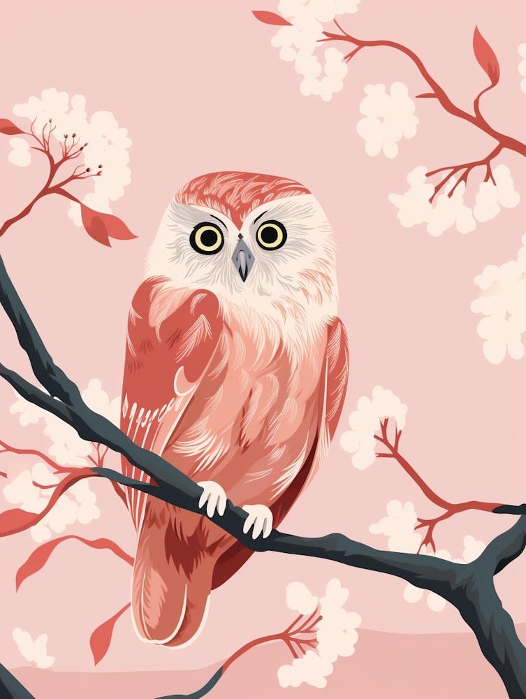 Minimalist Eastern Screech Owl Illustration