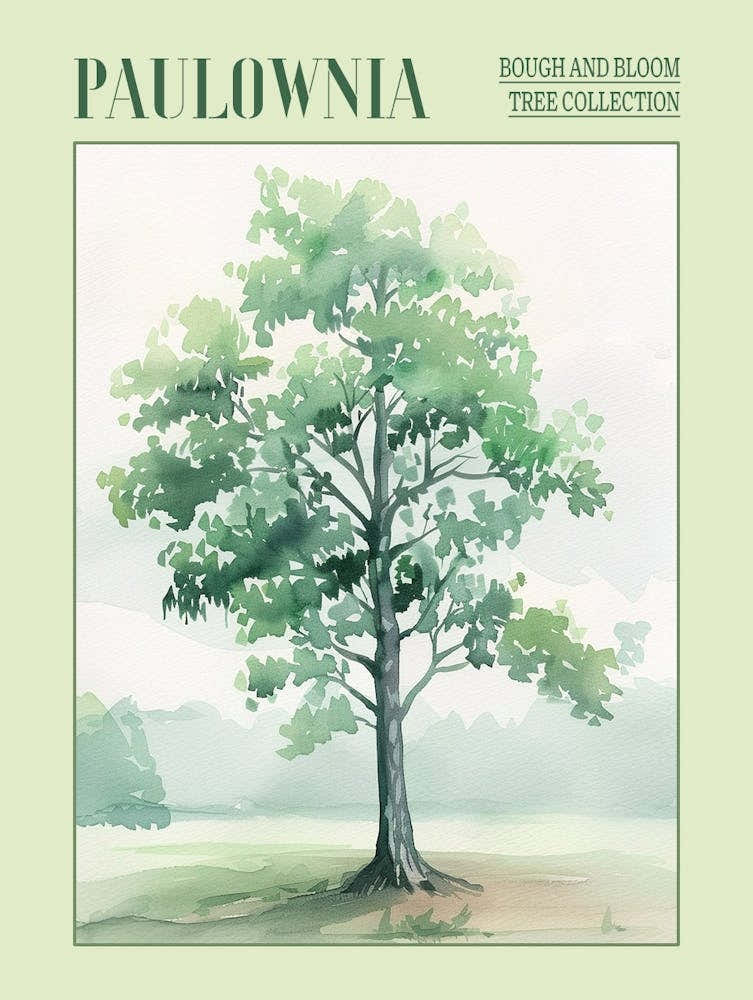 Paulownia Tree Atmospheric Watercolour Painting 3 Poster