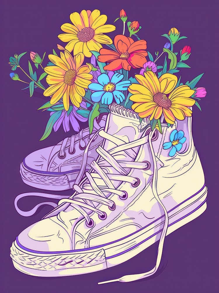 Retro Sneakers With Flowers 90s 6