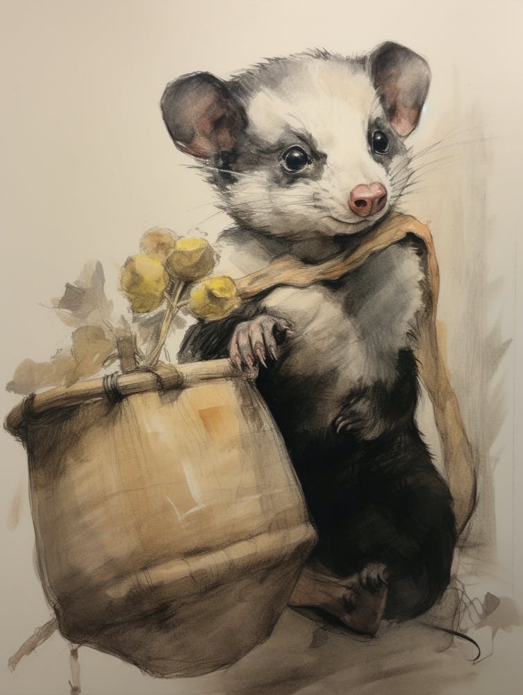 Storybook Animal Watercolour Ferret 3