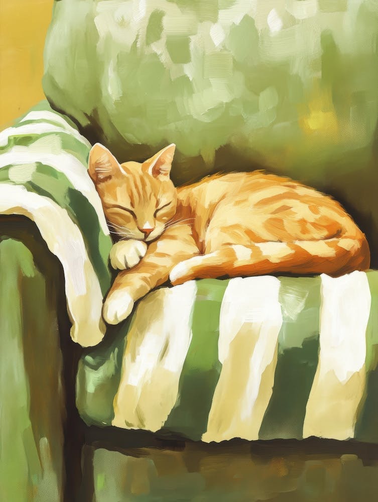 Cat Sleeping On Couch 1