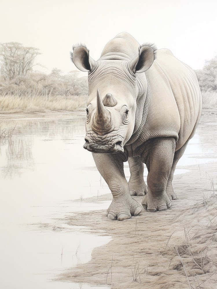 Rhino In The Landscape Illustration 4