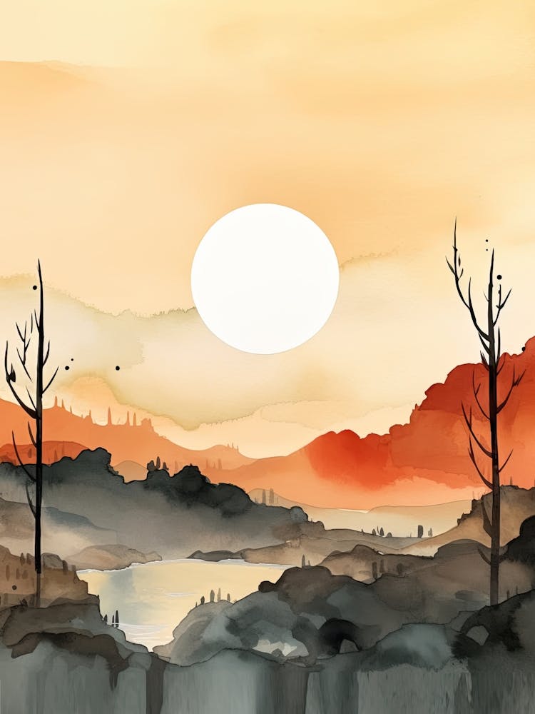 Watercolor Summer Sunset