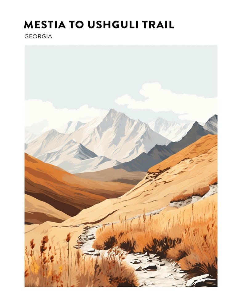 Mestia To Ushguli Trail Georgia 1 Hiking Trail Landscape Poster