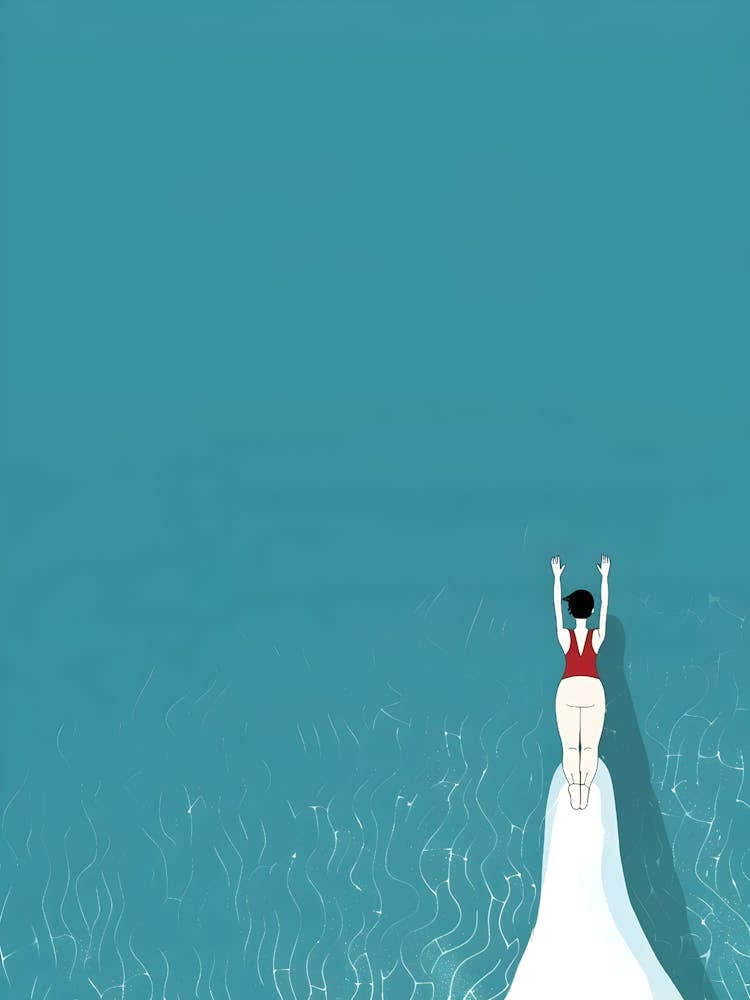 Illustration Of A Woman On An Iceberg