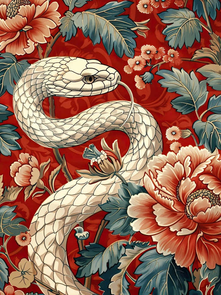 Lunar Year Of The Snake 2025 Wall Poster Framed Snake Art Chinese Zodiac Vintage 1