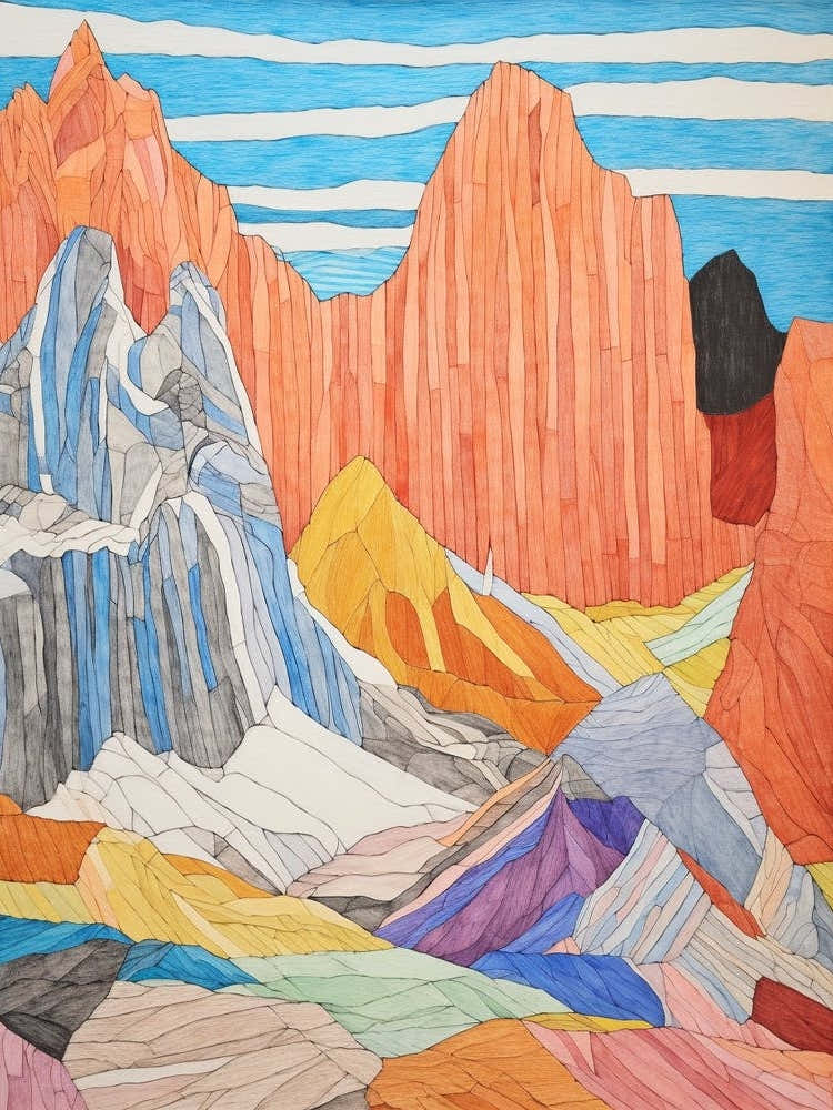 Vinson Massif Antarctica 2 Colourful Mountain Illustration