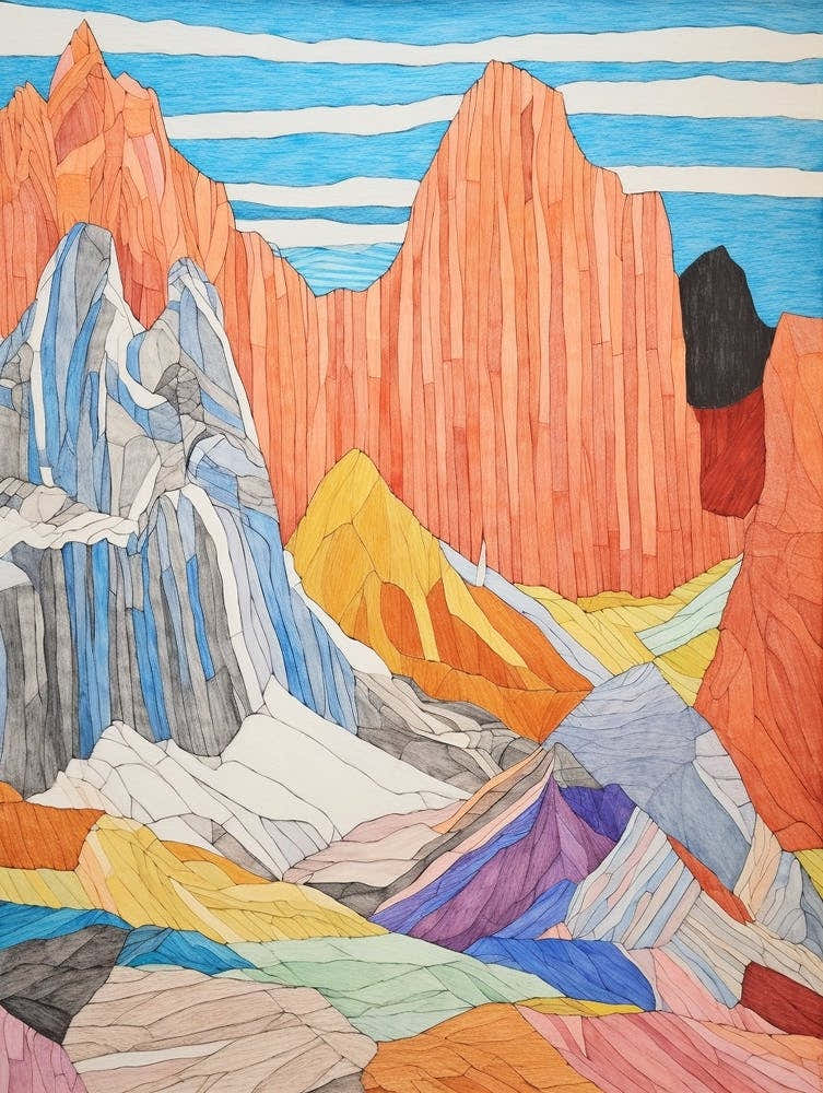 Vinson Massif Antarctica 2 Colourful Mountain Illustration