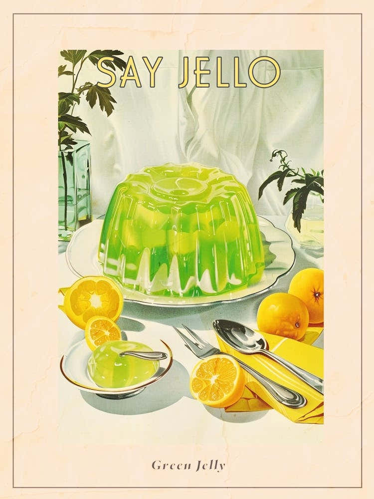 Vibrant Green Jelly Vintage Retro Illustration 1 Poster 1