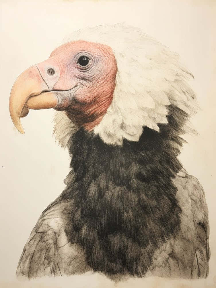 Vintage Bird Drawing California Condor 1