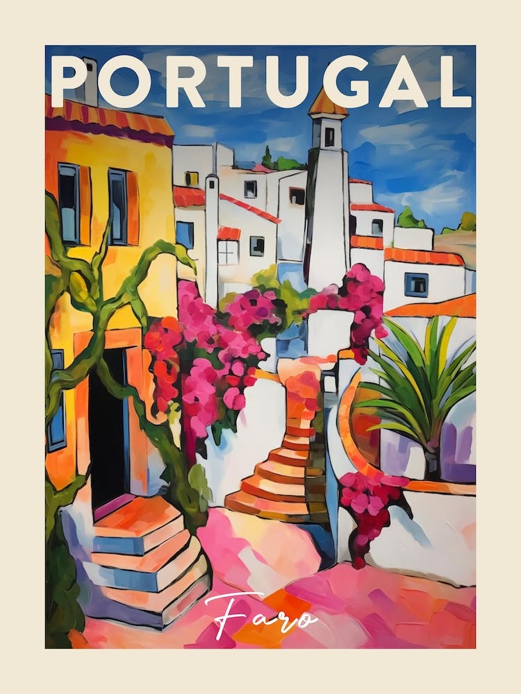 Faro Portugal 7 Fauvist Painting  Travel Poster