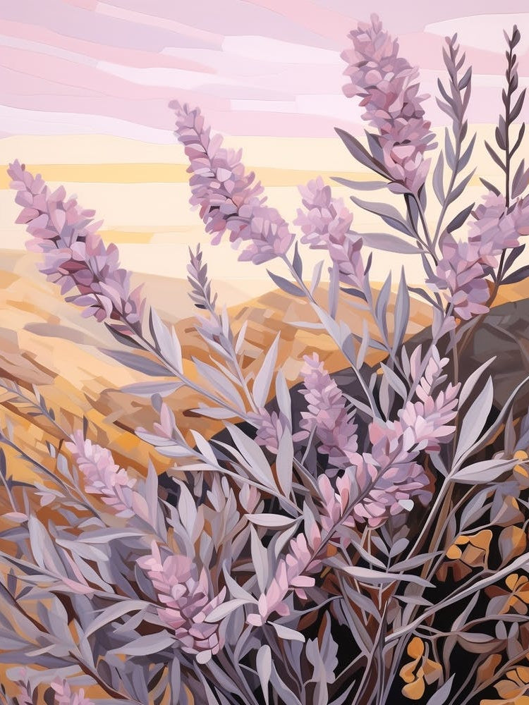 Lavender 3 Flower Painting