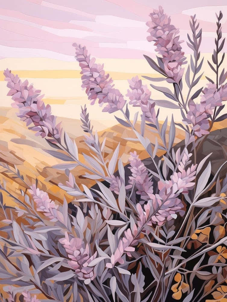 Lavender 3 Flower Painting