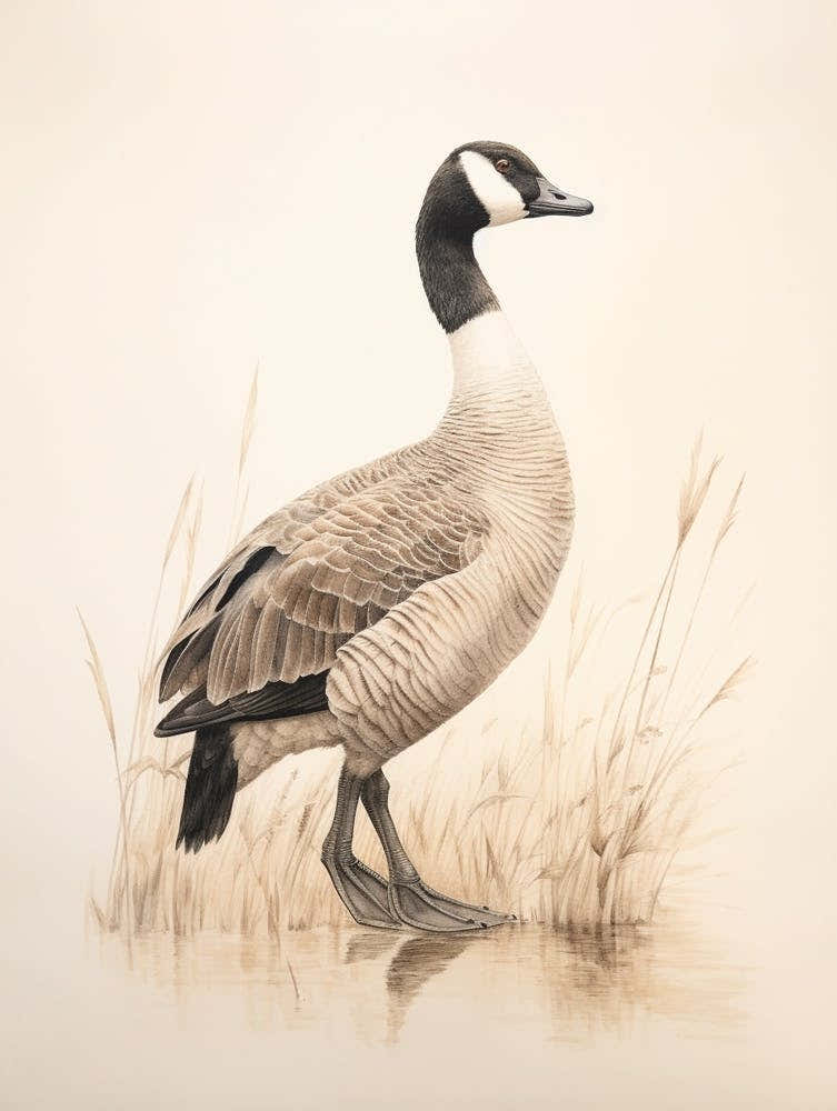 Vintage Bird Drawing Canada Goose 1