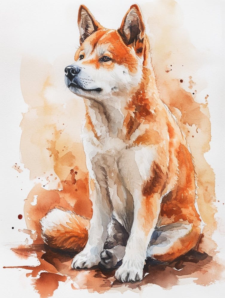 Akita Watercolor Painting 3