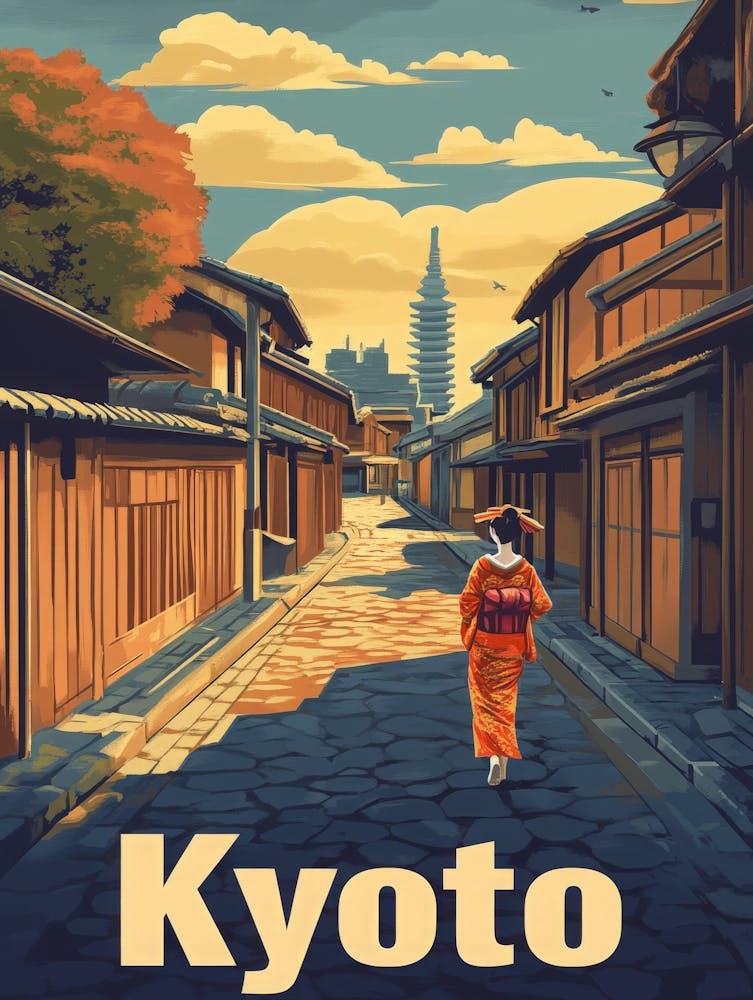 Aihrgdesign A Retro Travel Poster For Kyoto Featuring The Tra 52264e0c 2809 4333 82d4 500030f9e357 3