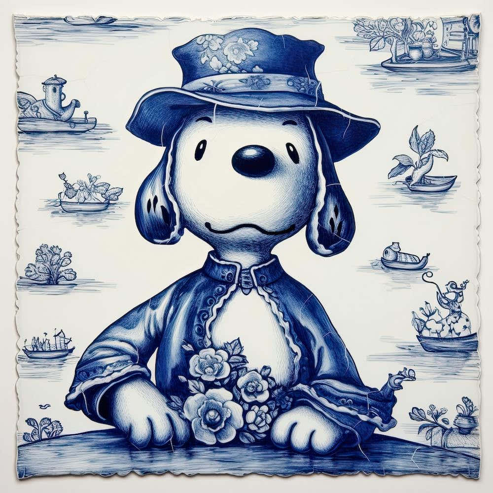 Snoopy Dog Delft Tile Illustration 3