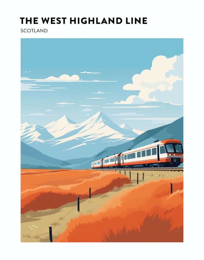 The West Highland Line Scotland 4 Hiking Trail Landscape Poster