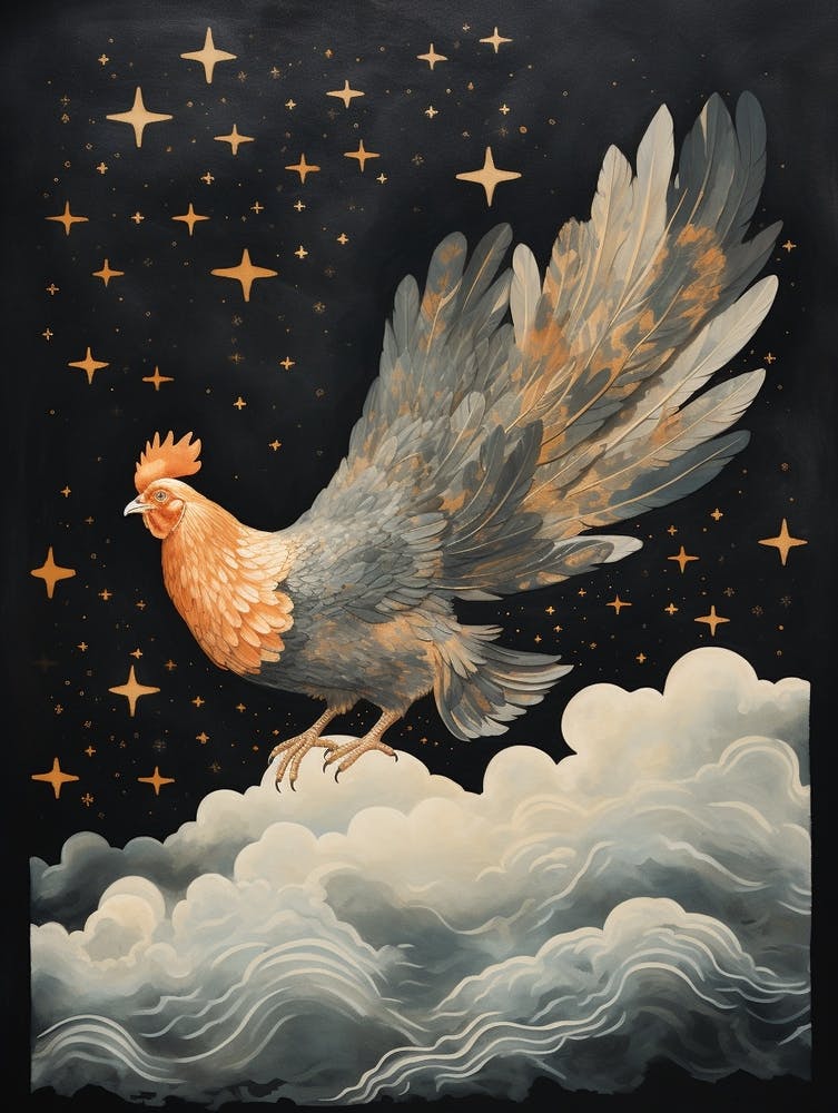 Chicken 2 Gold Detail Painting