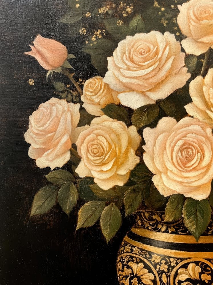 White Roses In A Vase 4