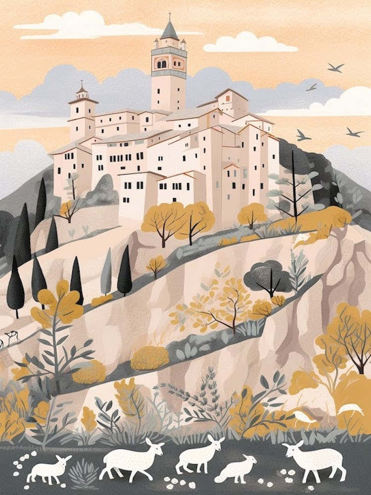 Assisi, Italy Illustration
