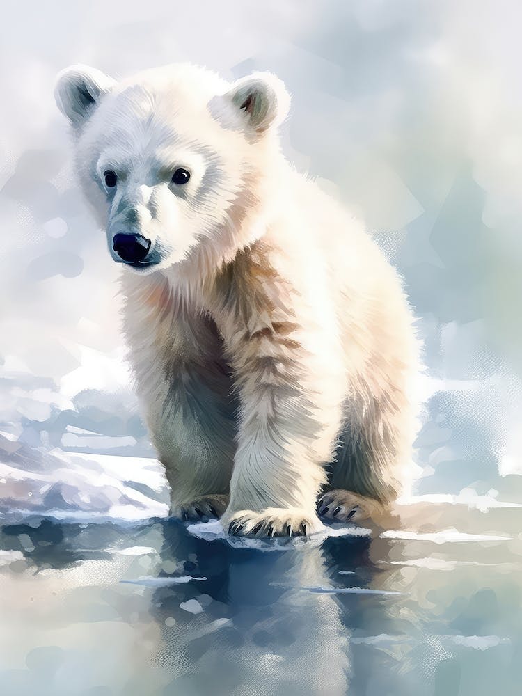 Polar Bear Cube Watercolor