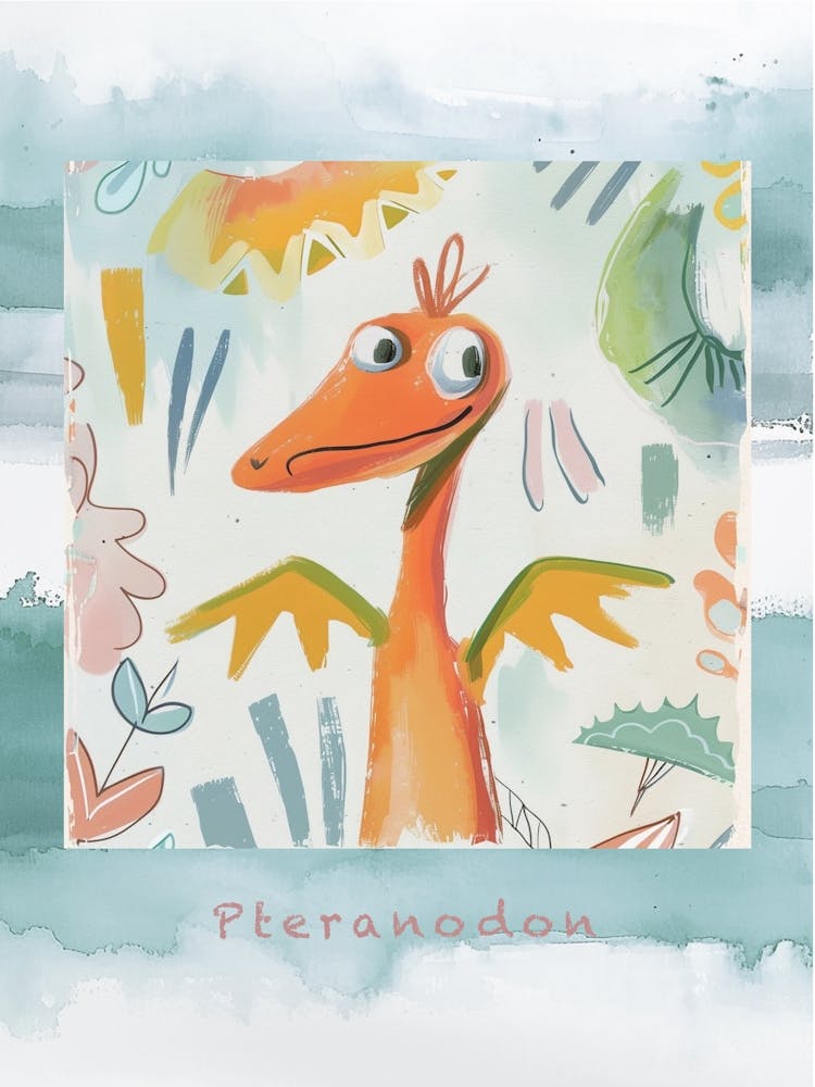 Cute Muted Pteranodon Dinosaur 2 Poster