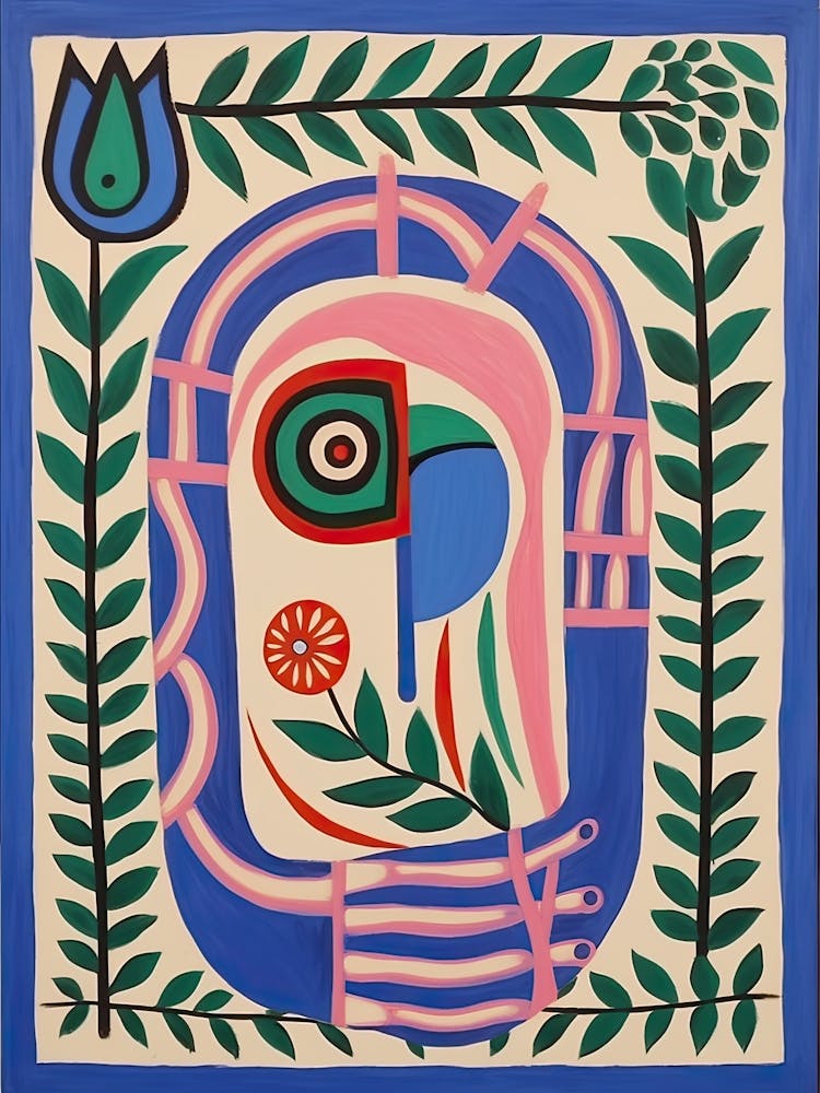 Folk Abstract Face Illustration 3