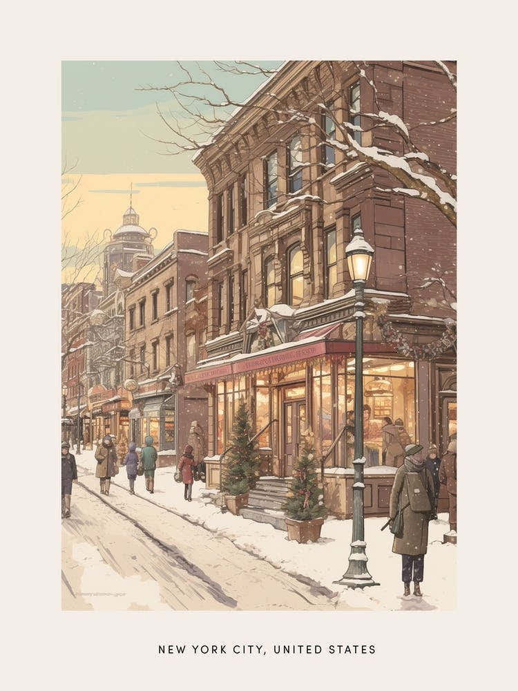 Vintage Winter Poster New York City Usa 6