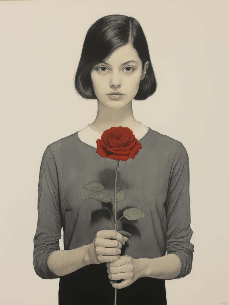 Girl With A Rose 1