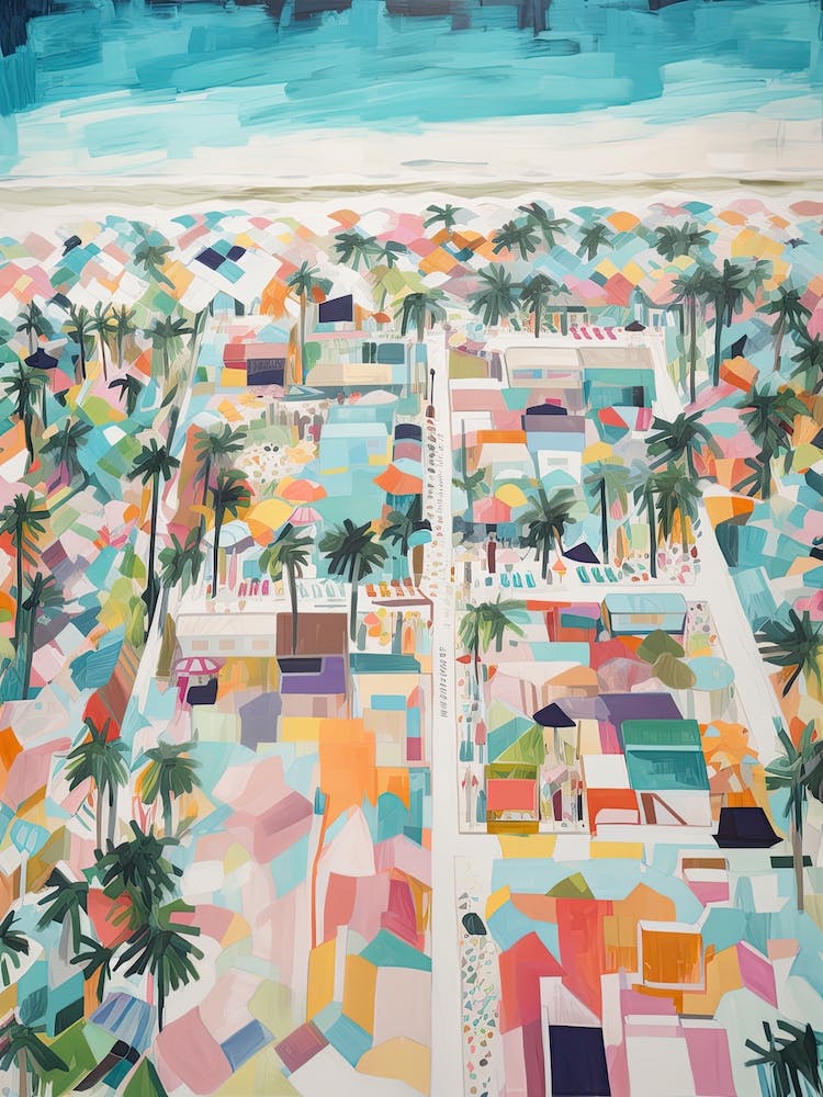 Miami Beach Summer Aerial View Painting 3