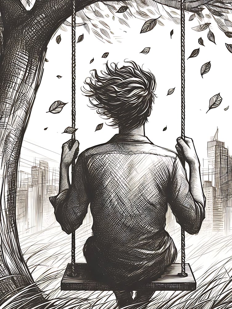 Moody Man on Swing Sketch 15