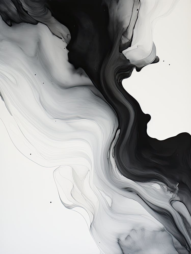 Black And White Flow Asbtract Painting 3