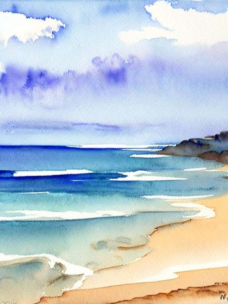 Apollo Bay Beach 3, Australia Watercolour