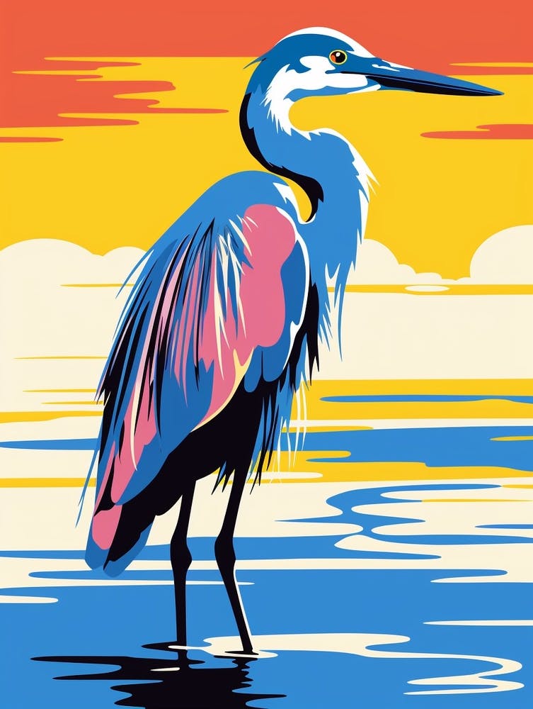 Andy Warhol Style Bird Great Blue Heron 6