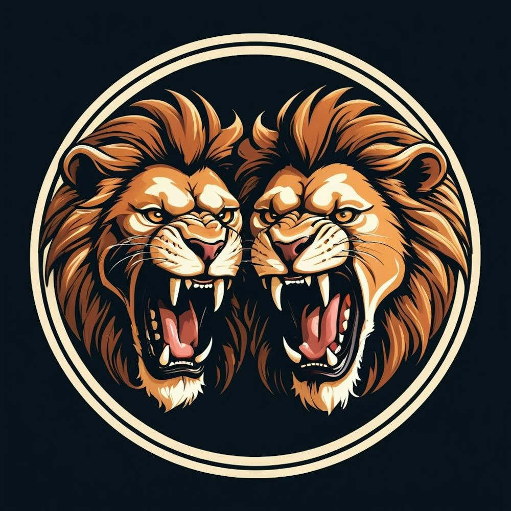 Two Lions In A Circle