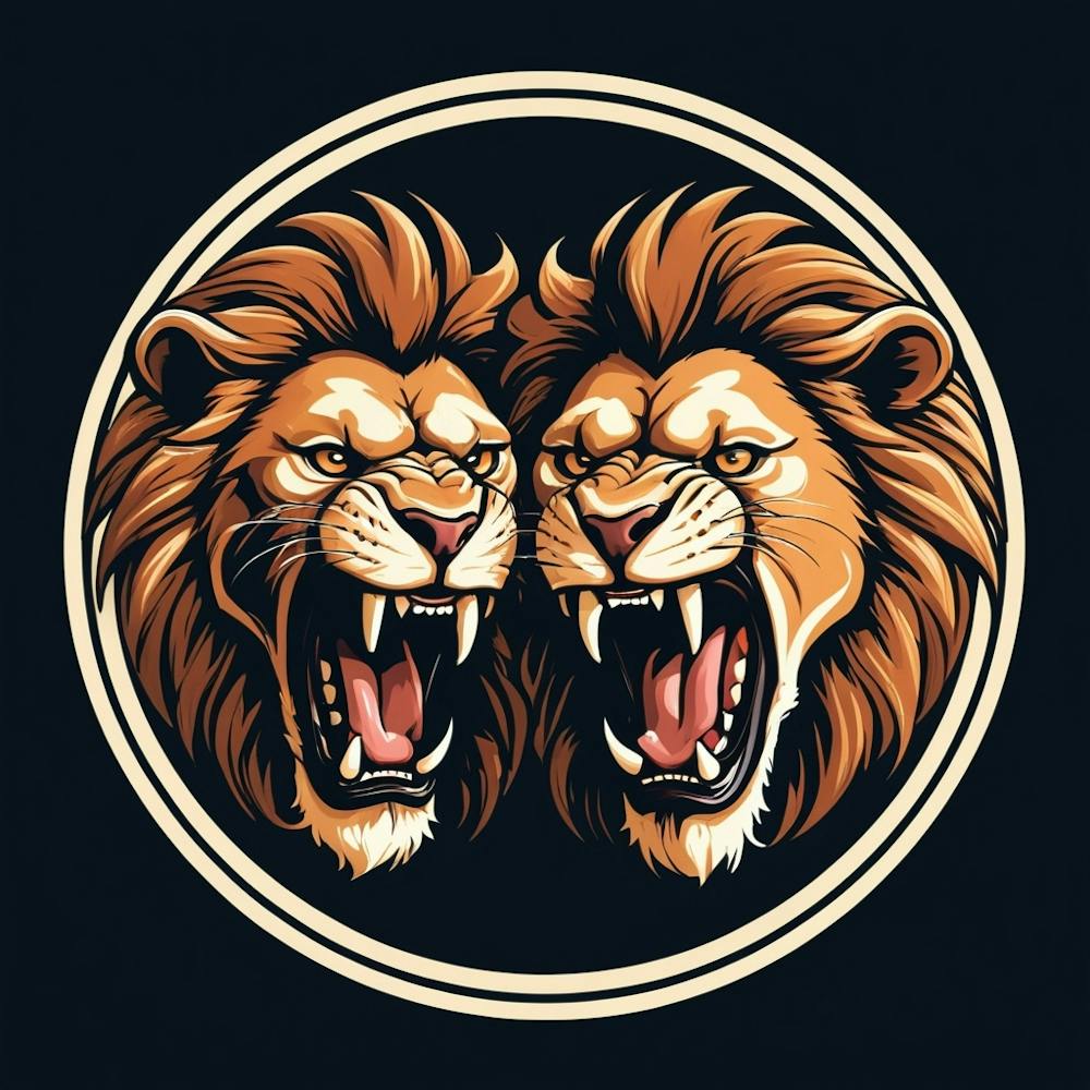 Two Lions In A Circle