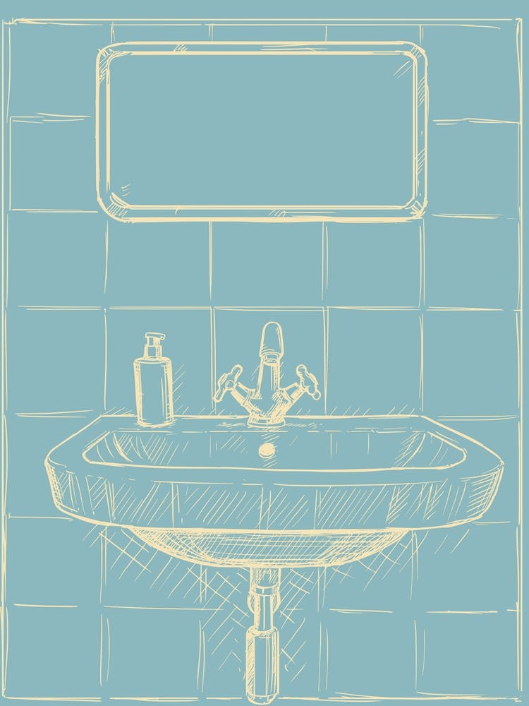 Bathroom Sink Illustration Teal