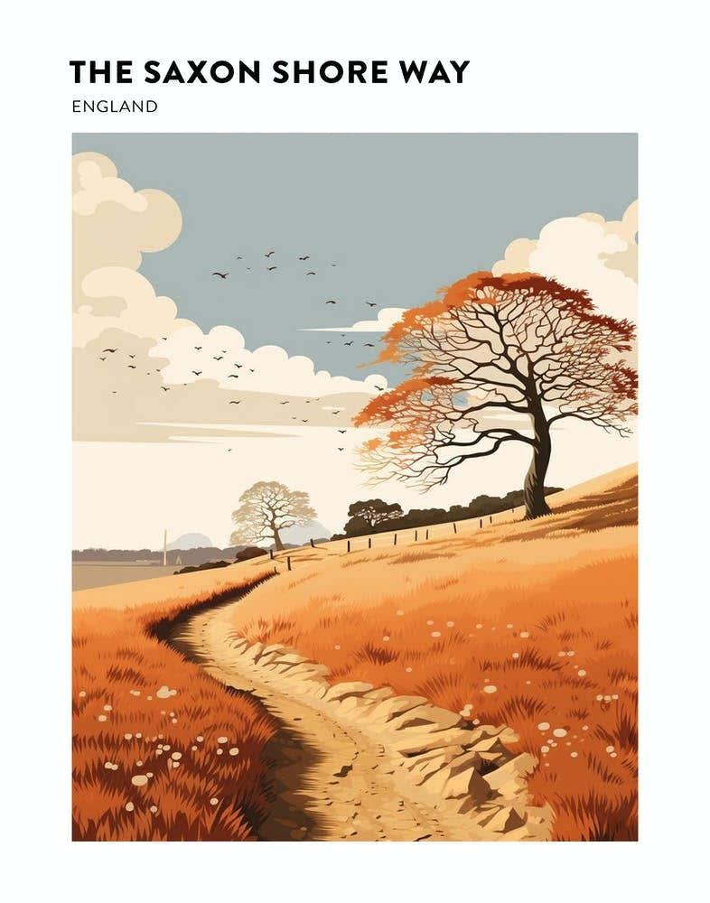 The Saxon Shore Way England 2 Hiking Trail Landscape Poster
