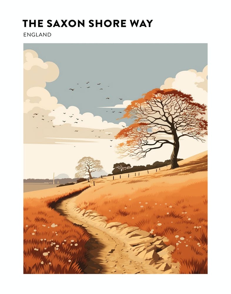 The Saxon Shore Way England 2 Hiking Trail Landscape Poster
