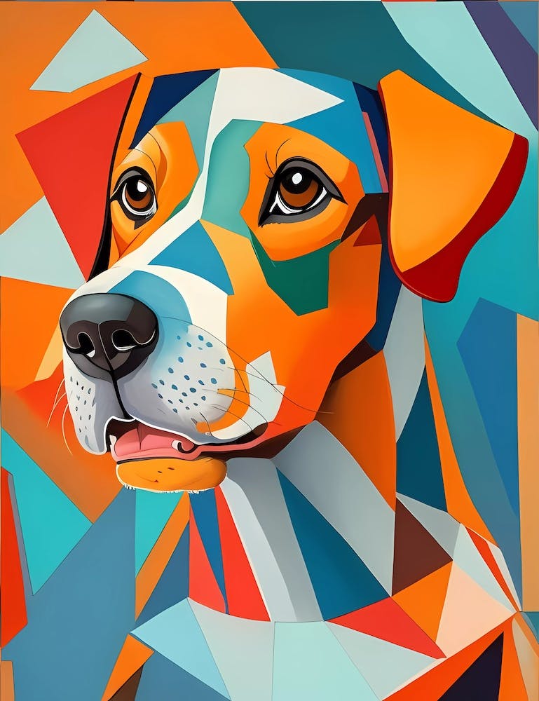 Dog portrait in Cubism style