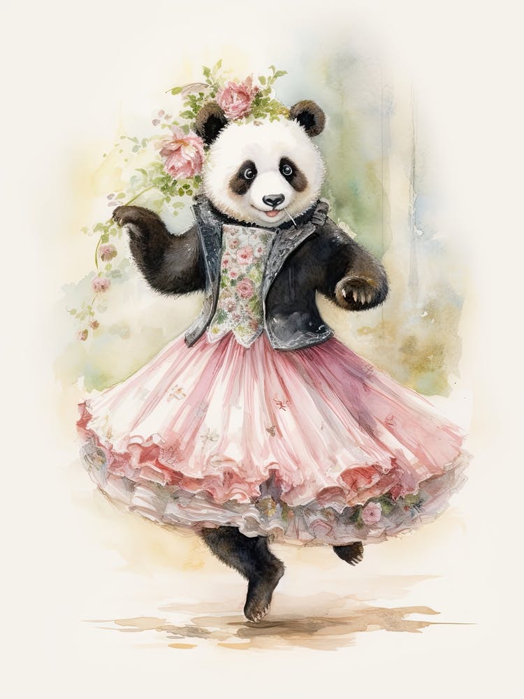 Panda Art Dancing Watercolour 1
